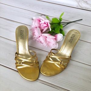 Franco Sarto Gold Strappy Heels
